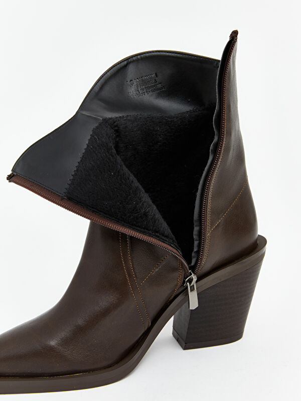 Lcw Steps Kahverengi Lcw Steps Deri Görünümlü Kadın Topuklu Ayakkabı