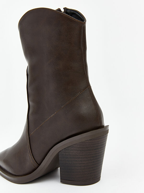 Lcw Steps Kahverengi Lcw Steps Deri Görünümlü Kadın Topuklu Ayakkabı