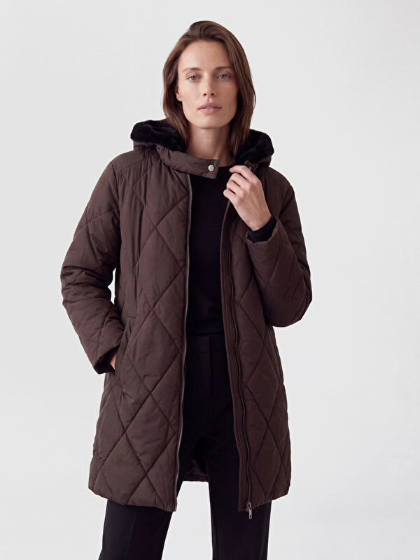 LCW Grace Hooded Quilted Oversize Women's Puffer Coat