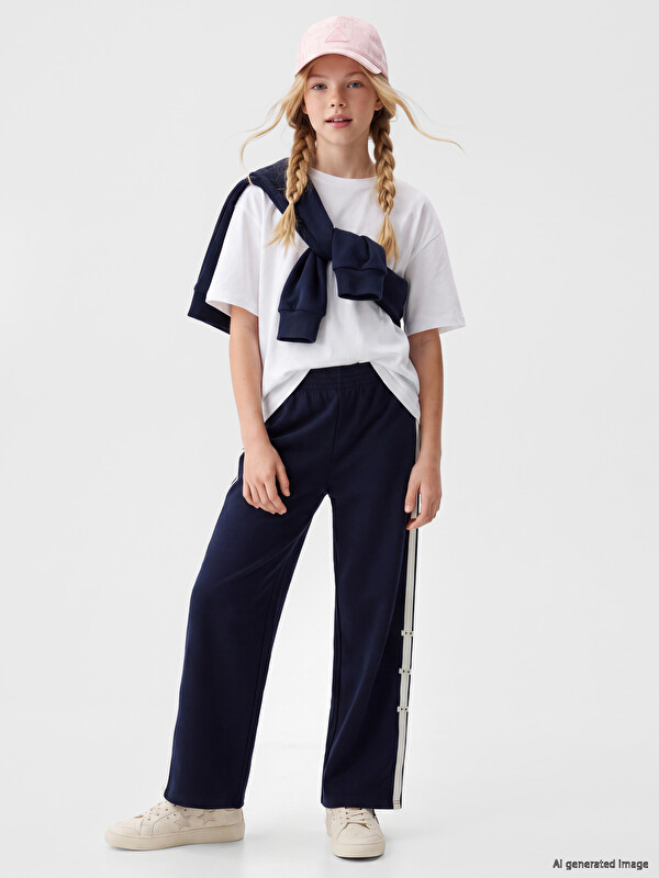 LCW Kids Geniş Paça Kız Çocuk Soft Touch Eşofman Altı