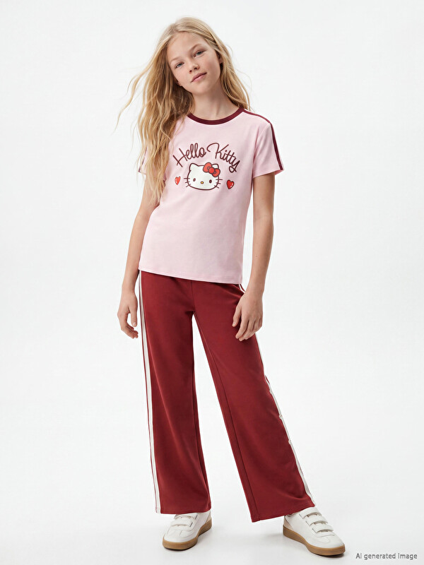 LCW Kids Geniş Paça Kız Çocuk Soft Touch Eşofman Altı