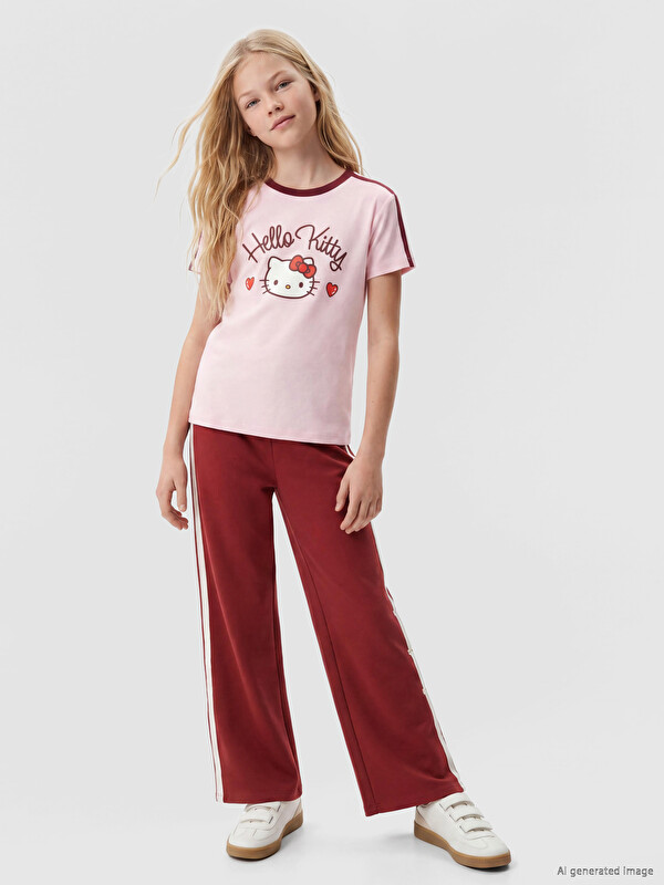 LCW Kids Geniş Paça Kız Çocuk Soft Touch Eşofman Altı