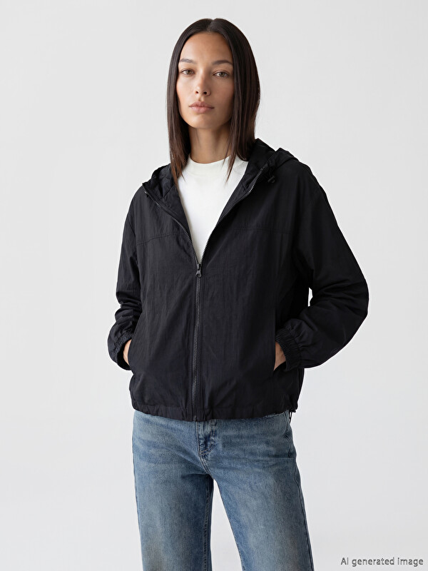 LCWAIKIKI Classic Kapüşonlu Oversize Kadın Yağmurluk