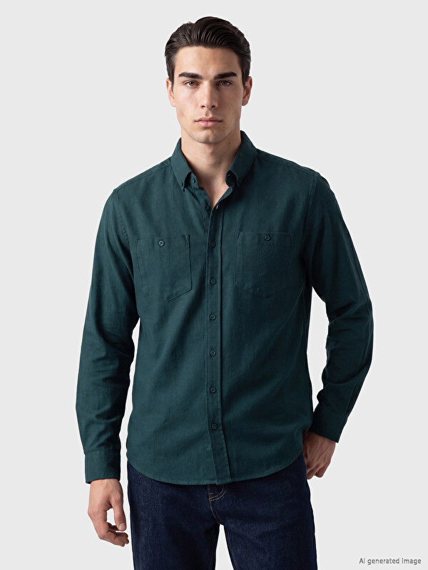 LCWAIKIKI Classic Man Green Shirt