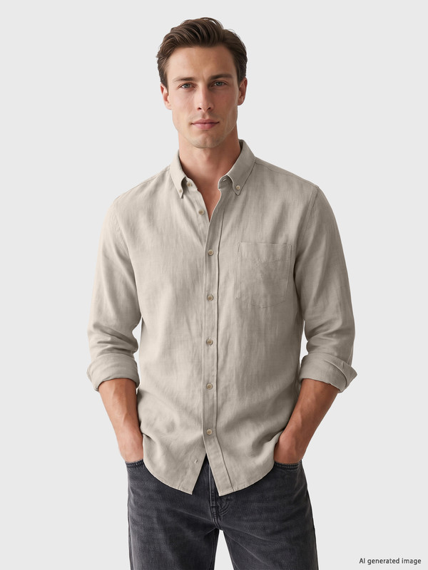 LCWAIKIKI Classic Man Beige Shirt