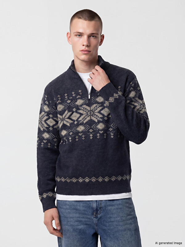 XSIDE Mock Neck Men's Knitwear Sweater