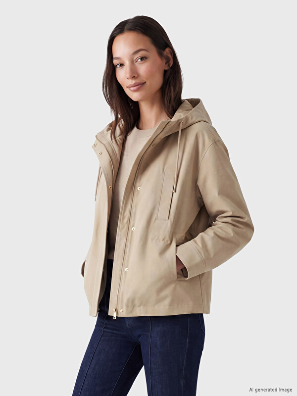 LCWAIKIKI Classic Kapüşonlu Oversize Kadın Yağmurluk