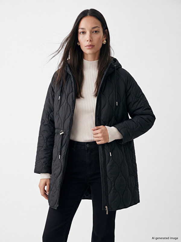 LCW EVERYDAY Kapüşonlu Oversize Kadın Şişme Mont