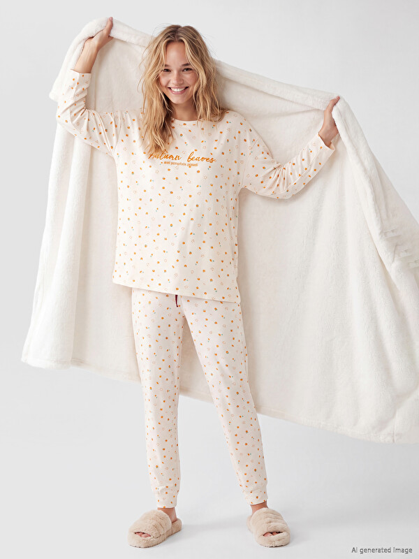 LCW DREAM Bisiklet Yaka Polar Kadın Pijama Takımı