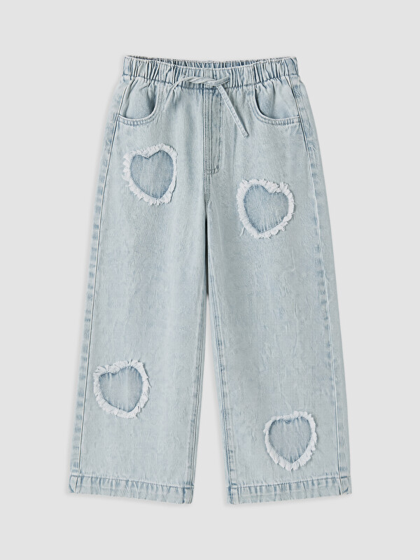 LCW Kids Wideleg Embroidered Girls' Jeans