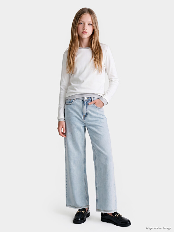 LCW Kids Wideleg Kız Çocuk Jean Pantolon