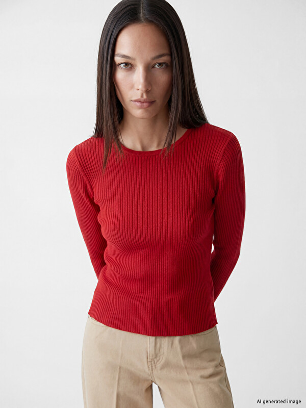 LCWAIKIKI Classic Crew Neck Ribbed Women's Knitwear Sweater