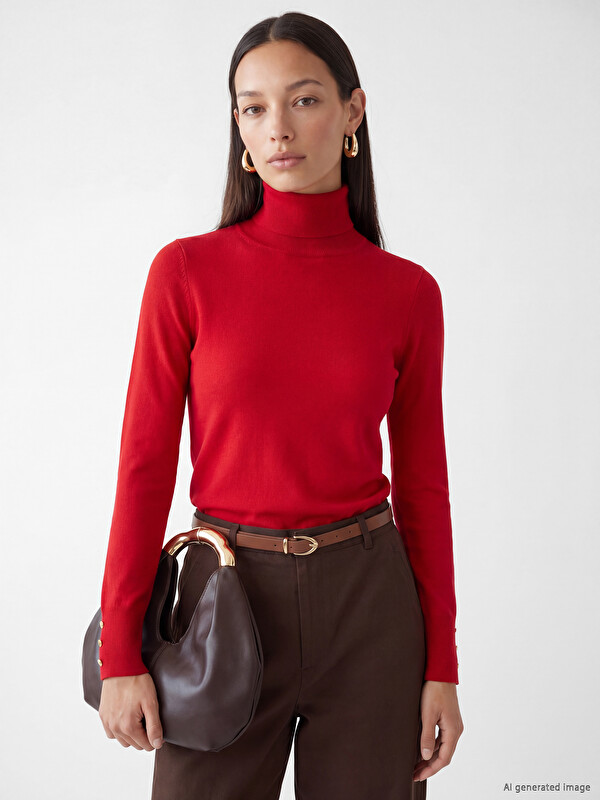 LCWAIKIKI Classic Pull-over en tricot à col roulé pour femme