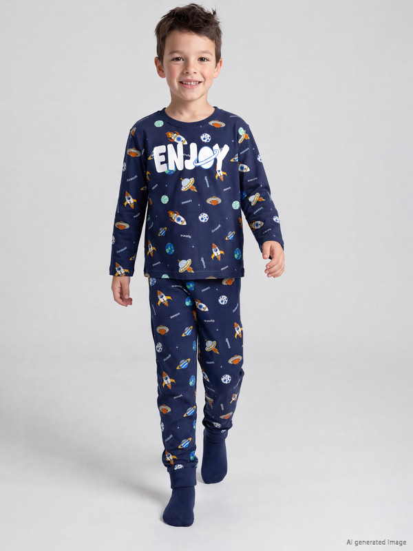 LCW Kids Printed Boys' Pyjamas Set