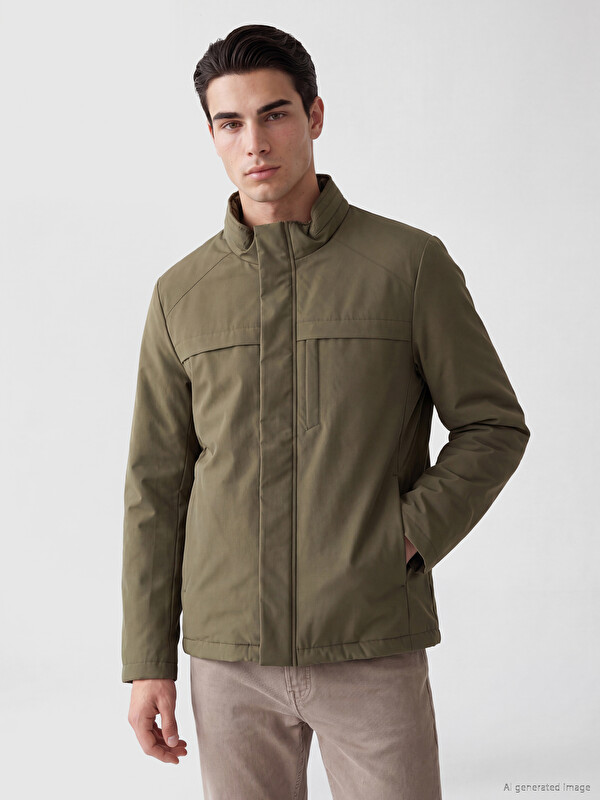 LCWAIKIKI Classic Standardni Fit muška puffer zimska jakna sa polu-rolka kragnom