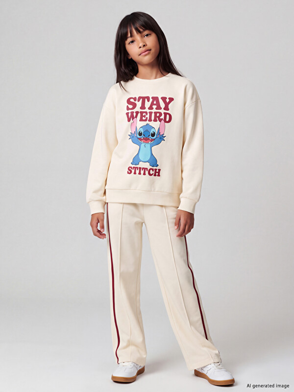 LCW Kids Lilo & Stitch Baskılı Kız Çocuk Takım