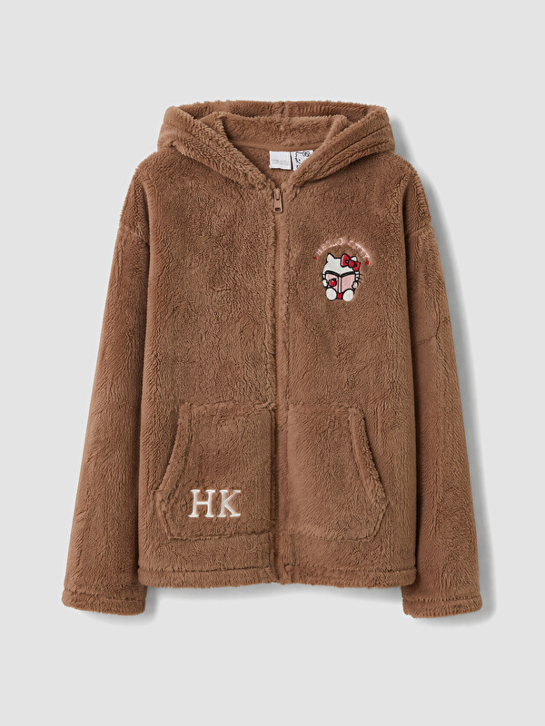 LCW Kids Hello Kitty Embroidered Girls' Plush Sweatshirt