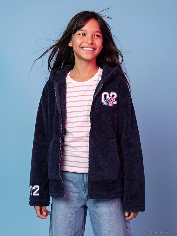 LCW Kids Hooded Lilo & Stitch Printed Girls' Sweatshirt
