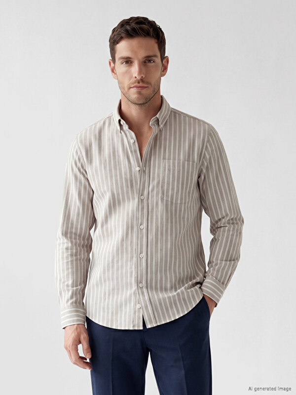 LCWAIKIKI Classic Cămașă Oxford Vărgată Standard Fit pentru Bărbați