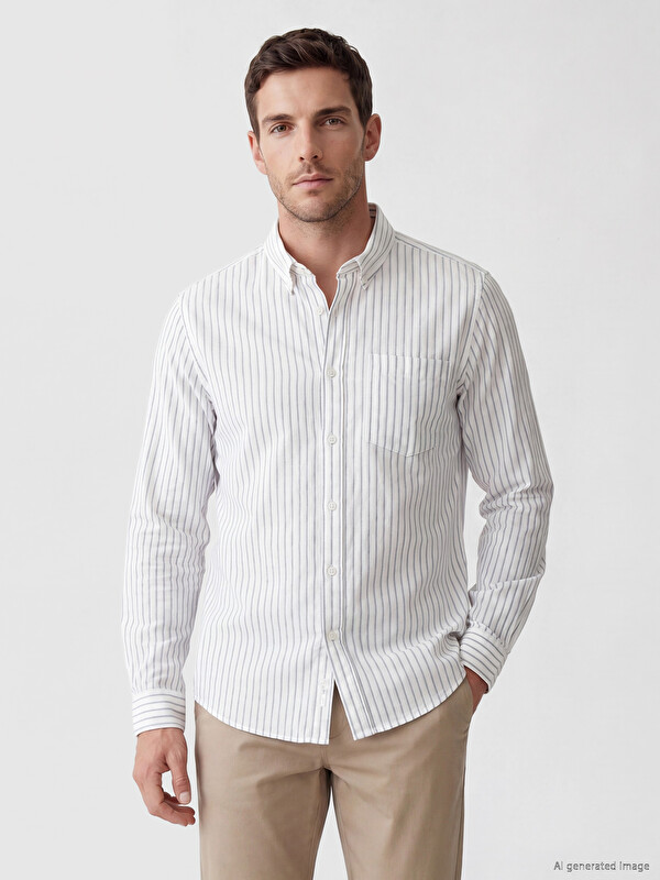 LCWAIKIKI Classic Regular Fit Striped Oxford Men's Shirt