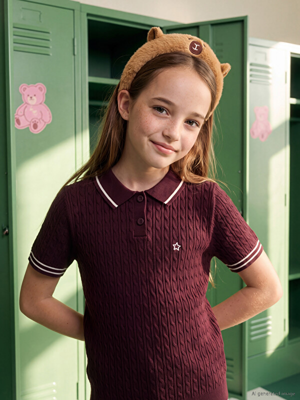 LCW Kids Polokragen Bestickter Mädchen Strickpullover