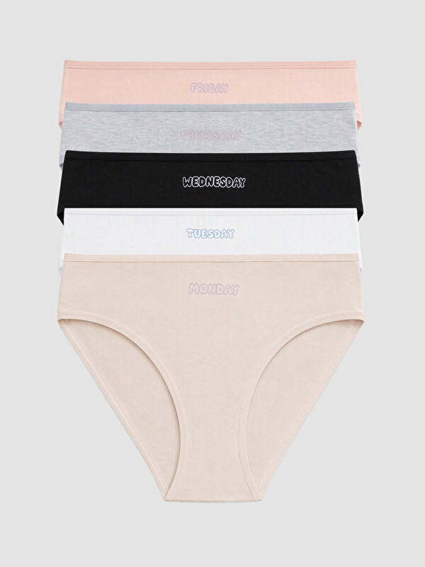 LCW Young Text Printed Bikini Knickers 5 Pack