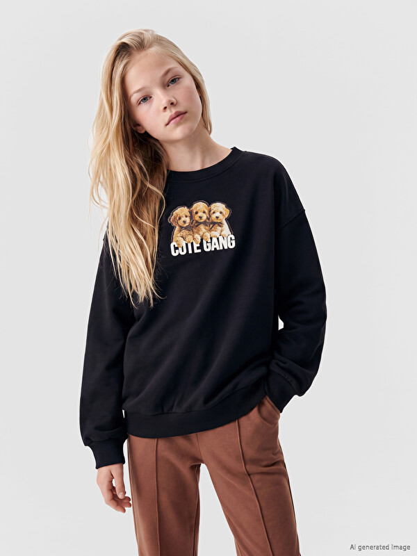 LCW Kids Baskılı Kız Çocuk Sweatshirt