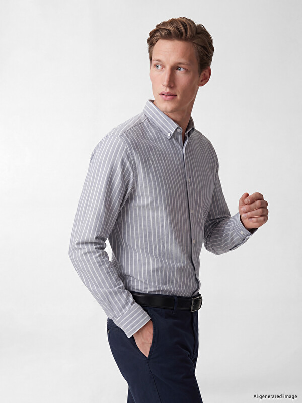 SOUTHBLUE Regular Fit Striped Oxford Men's Shirt