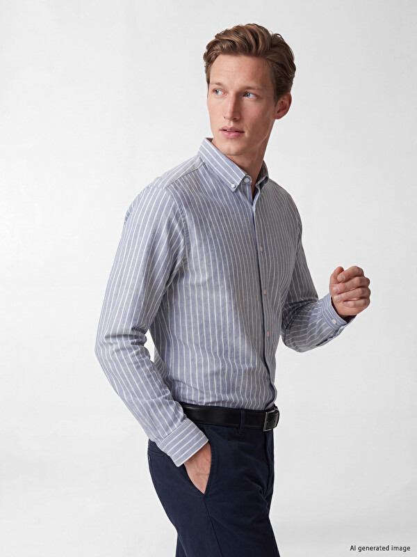 SOUTHBLUE Regular Fit Striped Oxford Men's Shirt