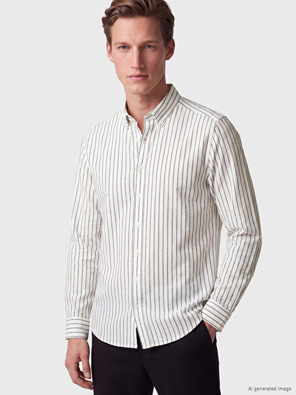 SOUTHBLUE Regular Fit prugasta oksford muška košulja