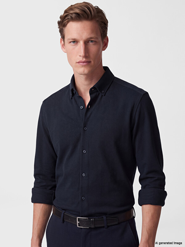 SOUTHBLUE Slim Fit Pique Men's Shirt