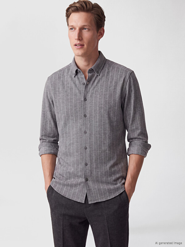 SOUTHBLUE Këmishë me shirita slim fit për burra