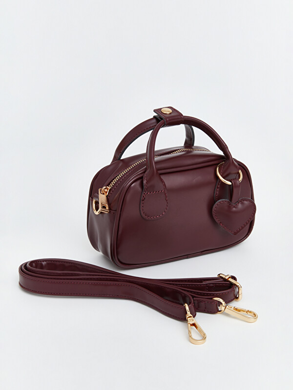 LCW ACCESSORIES Faux Leather Heart Accessorized Girls' Shoulder Bag