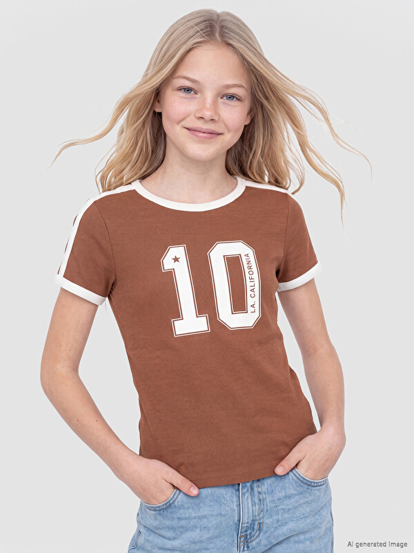 LCW Kids Crew Neck Printed Girls' T-Shirt