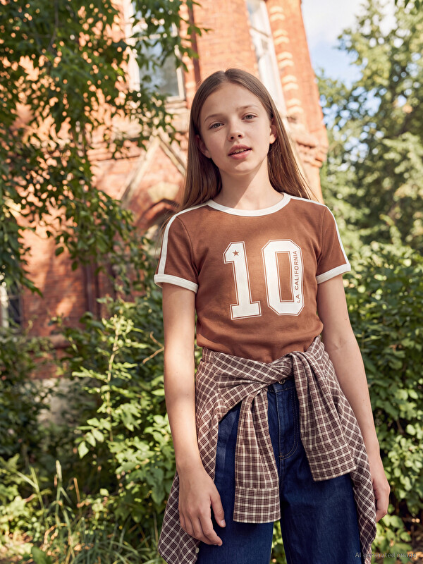 LCW Kids Футболка для девочек с круглым вырезом и принтом
