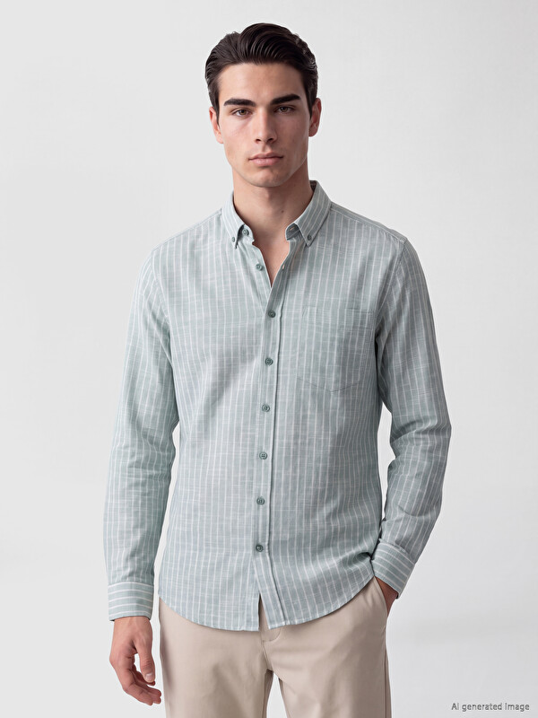 LCWAIKIKI Classic Standard Fit Striped Textured Men's Shirt