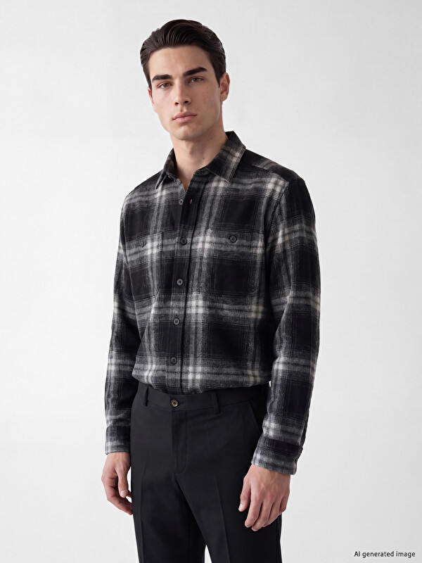 LCWAIKIKI Classic Man Black Shirt