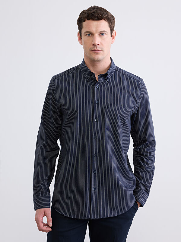 LCWAIKIKI Classic Regular Fit Çizgili Erkek Gömlek