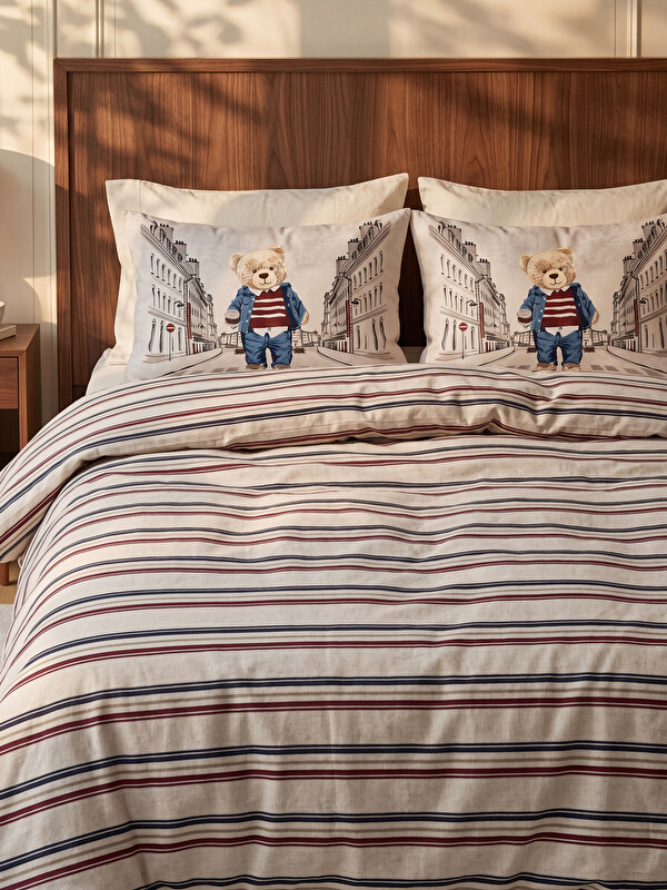 LCW HOME Bear Printed Cotton Double Duvet Cover Set