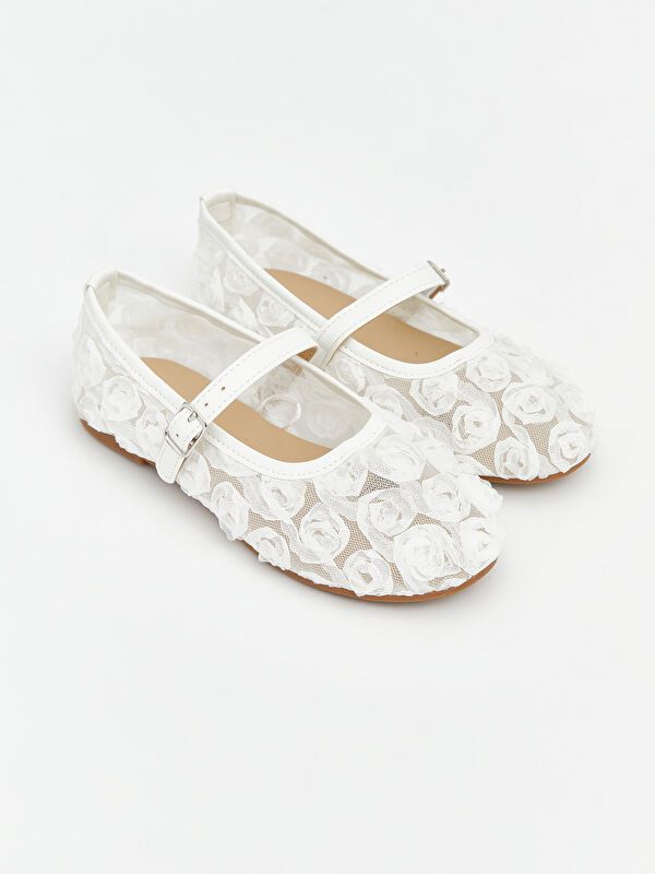 LCW STEPS Flower Embroidered Girls' Ballet Flats