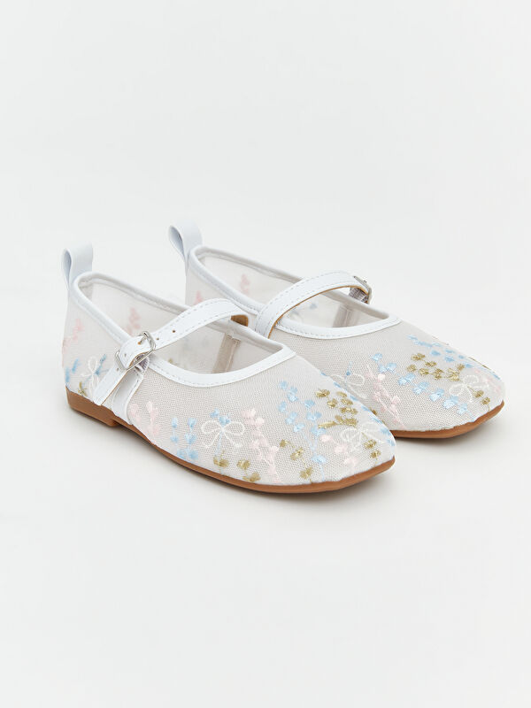 LCW STEPS Bow Embroidered Girls' Ballet Flats
