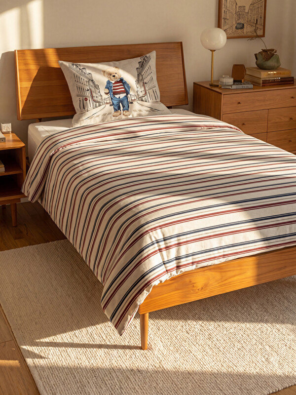 LCW HOME Bear Printed Cotton Single Duvet Cover Set