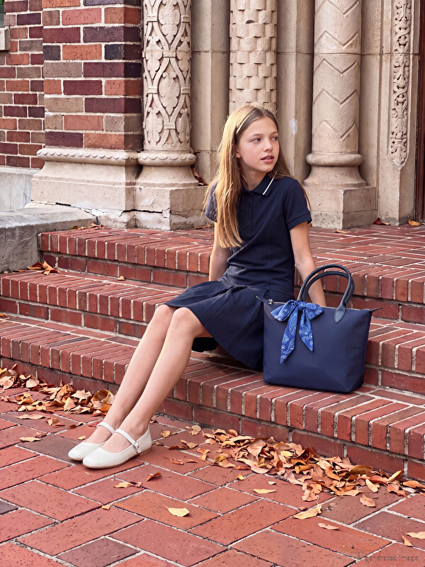 LCW Kids Polo Collar Pleated Girls' Dress