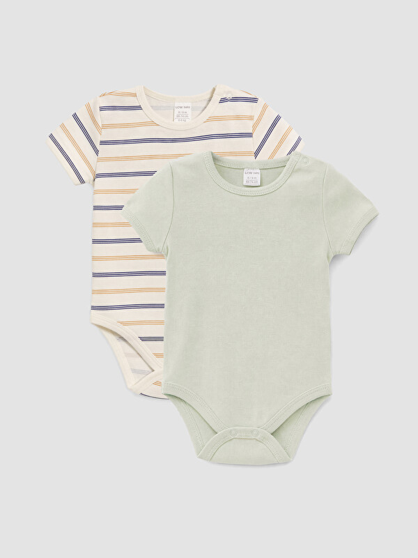 LCW baby Crew Neck Baby Boys' Snap Bodysuit 2 Pack