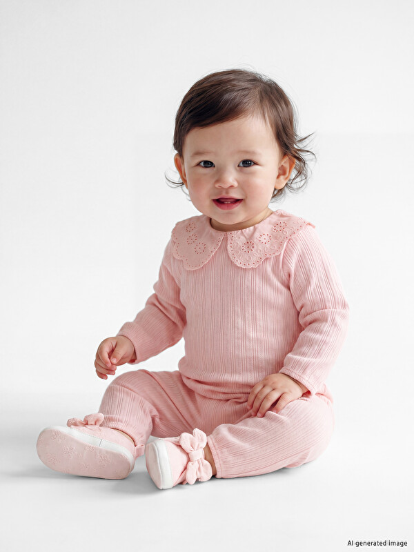 LCW baby Peter Pan Collar Baby Girls' Jumpsuit