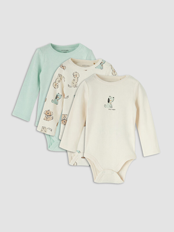LCW baby Baskılı Erkek Bebek Çıtçıtlı Body 3'lü
