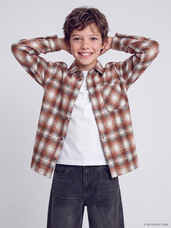 LCW Kids Plaid Boys' Gabardine Shirt Jacket