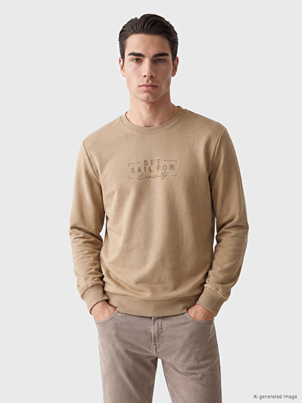 LCWAIKIKI Classic Crew Neck Printed Men's Sweatshirt