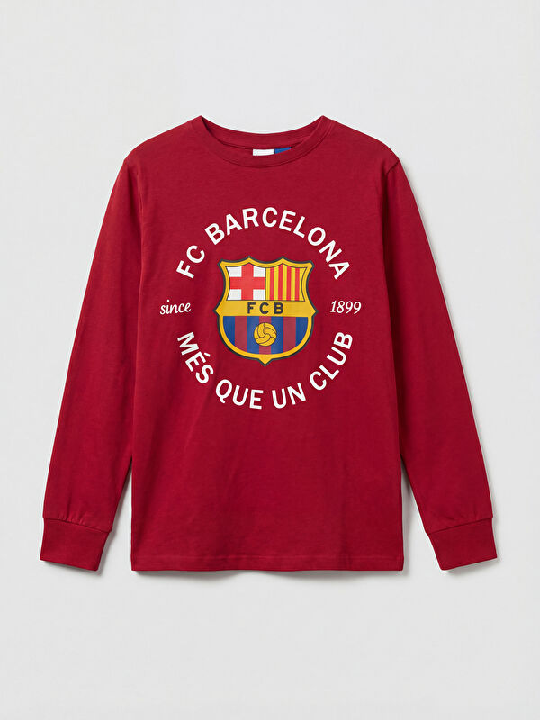 LCW Kids FC Barcelona Baskılı Erkek Çocuk Pijama Üstü