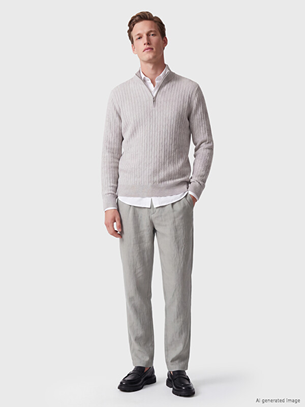 SOUTHBLUE Stand-up Collar Cable Knit Men's Knitwear Sweater